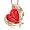 Birthstone Heart Pendant Necklace with Ruby Red Crystals